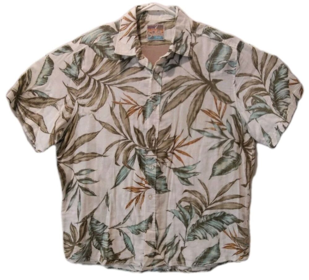 Margaritaville Button Up Hawaiian Shirt Its 5 o'clock Somewhere Mens L Floral
